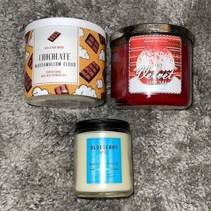 BBW 3-wick candles (2) and single wick candle (1)